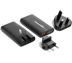 ER POWER Dual Travel Slim Charge 67W černá / Cestovní nabíjecí adaptér / GaN / USB-C + USB-A / výměnné US/UK/EU vidlice