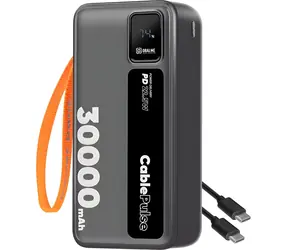 Obal:Me CablePulse 30000mAh 22,5W černá / Powerbanka / integrované kabely / USB-C / USB-A