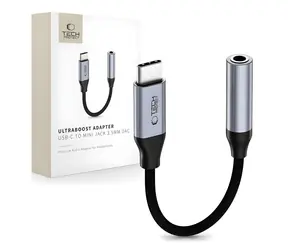 Tech-Protect UltraBoost tmavě šedá / DAC adaptér / USB-C - 3,5mm jack