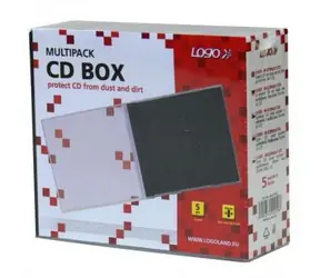 Logo Box na 1 CD průhledná-černá / Obal na CD / 10,4 mm / balení 5 ks