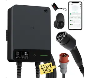 Moft Wallbox 11kW s aplikací a RFID / Nabíjecí stanice pro elektromobily / Typ 2 / 15 m kabel / CEE 16 A / 3fázová
