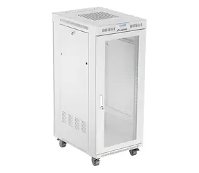 Lanberg Rack 27U/600x800 šedá / Stojanový rozvaděč / 19" / Flat pack / Perforované dveře / LCD panel