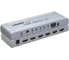 PremiumCord HDMI switch 5:1 stříbrná / HDMI přepínač / kovové tělo / 4K 60Hz / dálkový ovladač