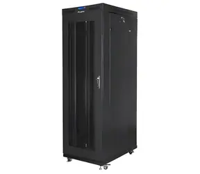 Lanberg Rack 27U černá / Stojanový rozvaděč / 19" / 800x1200 mm / Flat pack / Perforované dveře / LCD