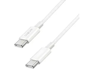 LogiLink USB-C - USB-C bílá / Nylonový kabel / USB 2.0 / 60 W / 1,5 m