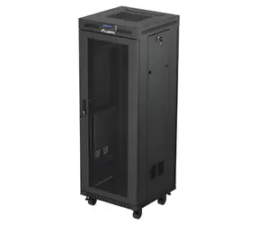Lanberg Rack 32U/600x600 černá / Stojanový rozvaděč / 19" / Flat pack / Perforované dveře / LCD