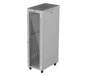 Rozvaděč 42U 600x1000 šedá / Stojanový rozvaděč / 19" / Flat pack / Skleněné dveře / LCD