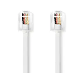 Nedis telefonní kabel bílá / Telefonní kabel / RJ11 - RJ11 / pozlacené konektory / Plochý / 10 m
