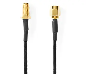 Nedis anténní kabel SMA(F)-SMA(M) černá / Anténní kabel / Pozlacené / 50 Ohm / Stíněný / 0,5 m