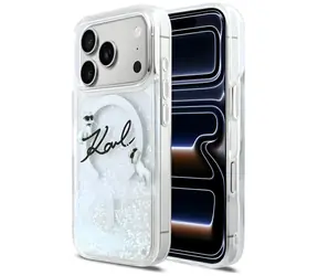 Karl Lagerfeld Liquid Glitter Karl Script Logo transparentní / Zadní kryt / MagSafe / iPhone 17 Pro