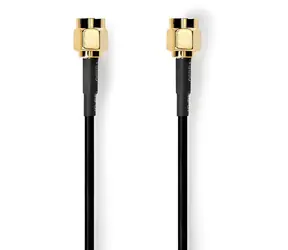 Nedis anténní kabel SMA(M)-SMA(M) černá / Anténní kabel / Pozlacené / 50 Ohm / Stíněný / 2 m