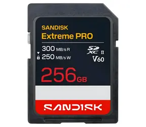 SanDisk Extreme PRO SDXC 256GB / Paměťová karta / UHS-II / čtení: 300 MB/s / zápis: 250 MB/s / vhodné pro 8K