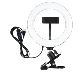 Puluz Kruhové LED světlo 20 cm černá / Video lampa / 3200-6500K / CRI90+ / USB / držák na telefon