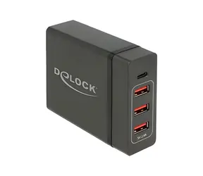 DeLock Nabíječka 1x USB-C PD + 3x USB-A / Síťová nabíječka / 60 W / černá