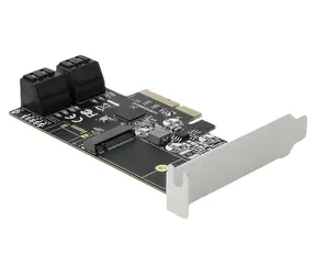 Delock PCIe x4 karta 4x SATA + 1x M.2 / Řadič / JMicron JMB585 / Serial-ATA 600 / Hot Swap / Low profile