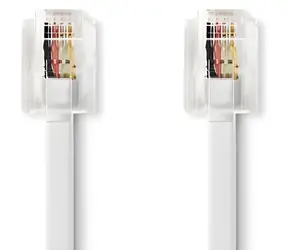 Nedis telefonní kabel bílo-transparentní / Telefonní kabel / RJ11 - RJ11 / Plochý / 5 m