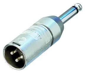 Neutrik XLR adaptér stříbrná / XLR 3kolíková zástrčka / Jack 6.35 mm mono zástrčka