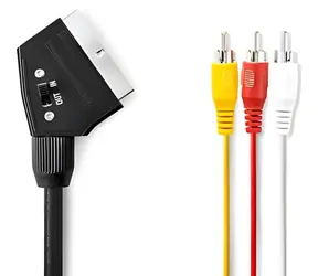 Nedis SCART - 3x RCA kabel černá / Kabel / přepínatelný / 480p / 2 m
