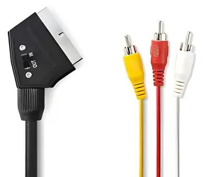 Nedis SCART - 3x RCA kabel černá / Kabel / přepínatelný / 480p / 1 m