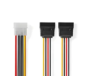 Nedis Molex (M) - 2x SATA 15pin (F) / Napájecí kabel / Pozlacené konektory / 0,15 m