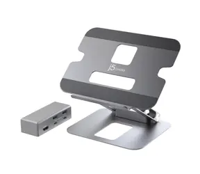 J5Create Multi-Angle 4K Dock šedá / Dokovací stanice / HDMI 4K / USB-C 3.2 / 2x USB-A / hliník