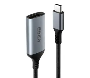 Lindy USB-C na DisplayPort 8K60 šedo-černá / Adaptér / HDR / 0,15 m
