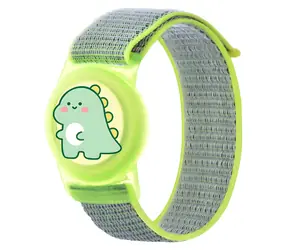 Hurtel Nylonové pouzdro pro Apple AirTag zelené s dinosaurem / Pouzdro / poutko na zápěstí / dětské