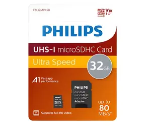 Philips MicroSDHC 32 GB + adaptér / Paměťová karta / Class 10 / UHS-I U1 / V10