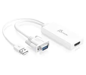 J5Create JDA214 bílá / Adaptér / VGA + audio na HDMI / Full HD 1920x1080 / 60Hz