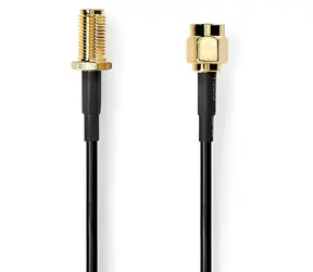 Nedis anténní kabel SMA(M)-SMA(F) černá / Anténní kabel / Pozlacené / 50 Ohm / Stíněný / 1 m