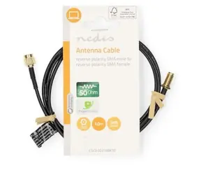 Nedis anténní kabel RP-SMA (M) - RP-SMA (F) černá / Anténní kabel / Pozlacené konektory / 50 Ohm / Stíněný / 1 m