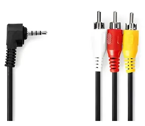 Nedis AV kabel jack 3,5 mm - 3x RCA černá / Kabel / poniklované konektory / 1 m