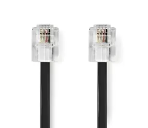 Nedis telefonní kabel RJ11-RJ11 plochý černý / Telefonní kabel / RJ11-RJ11 / pozlacené konektory / 10 m