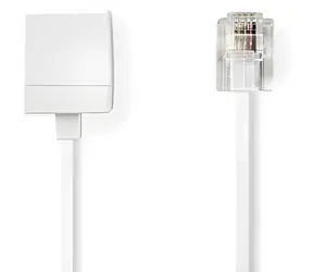 Nedis telefonní kabel RJ11-RJ11 bílá / Telefonní prodlužovací kabel / plochý / pozlacené konektory / 10 m