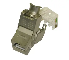 OEM Keystone Cat6A STP stříbrný / Konektor RJ45 / Samozařezávací / Stíněný
