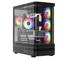 MODECOM Volcano AQ100 ARGB černá / Skříň / ATX / tvrzené sklo / ARGB podsvícení / 1x USB-C 3.2 / 2x USB 3.0