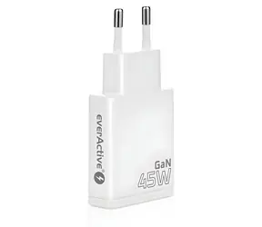 EverActive GaN nabíječka 45W bílá / Nabíječka / 2x USB-C / PD / QC4+