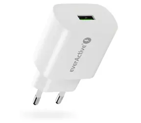 EverActive nabíječka 18W bílá / Síťová nabíječka / 1x USB / Quick Charge 3.0