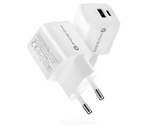 EverActive nabíječka 20W bílá / Síťová nabíječka / 1x USB-A / 1x USB-C / Quick Charge 3.0