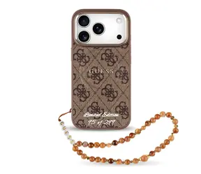Guess PU 4G MagSafe popruh hnědá / Popruh na iPhone / MagSafe / iPhone 17 Pro / PU kůže