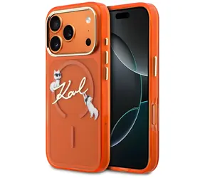 Karl Lagerfeld IML Choupettes Karl Script Logo oranžová / Zadní kryt / MagSafe / iPhone 17 Pro Max