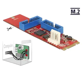 Delock Adaptér M.2 Key B+M - 2x USB 3.0 pin header / Adaptér / Podpora 2280/2260