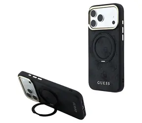 Guess PU 4G Ring Stand kryt iPhone 18 Pro černá / Zadní kryt / MagSafe / Apple iPhone 18 Pro