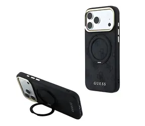 Guess PU 4G Ring Stand kryt iPhone 18 Pro Max černá / Zadní kryt / MagSafe / Apple iPhone 18 Pro Max