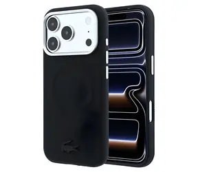 Lacoste PVC Petit Pique Semi Wrap Embossed černá / Zadní kryt / iPhone 18 Pro Max / MagSafe