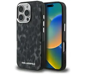 Karl Lagerfeld IML Leopard černá / Zadní kryt / iPhone 16 Pro / MagSafe