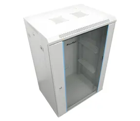 XtendLan 18U/600x450 šedá / Nástěnný rozvaděč / jednodílný / skleněné dveře