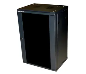 XtendLan 22U/600x450 černá / Nástěnný rozvaděč / jednodílný / skleněné dveře
