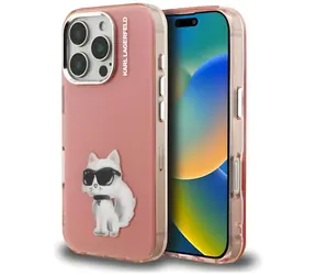 Karl Lagerfeld IML Aquarelle Choupette & Logo růžová / Zadní kryt / iPhone 16 Pro