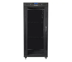 Rozvaděč RACK 22U 800x800 mm černá / Stojanový rozvaděč / 19" / Flat pack / Skleněné dveře / LCD